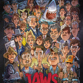 Karikatur JAWS / Der Weisse Hai - Cast
