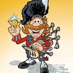 Scottisch pipe player cartoon