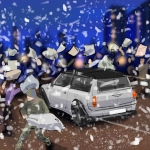 Pillow fight on the street